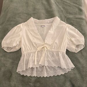 réformation babydoll white top